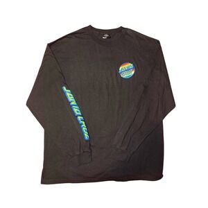 Santa Cruz Skateboards Mens Long Sleeve Dot Logo Graphic T-Shirt Black 2XL